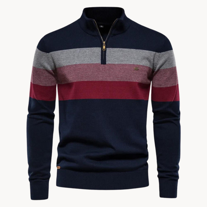 Pull-over élégant en coton avec fermeture éclair