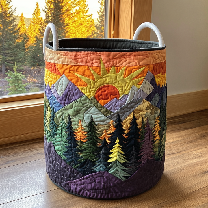 Filippa – Quiltierter Aufbewahrungskorb mit Blumenlandschaft