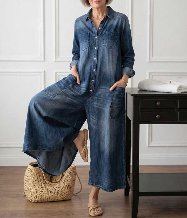 Diana | Combinaison vintage en jean délavé doux
