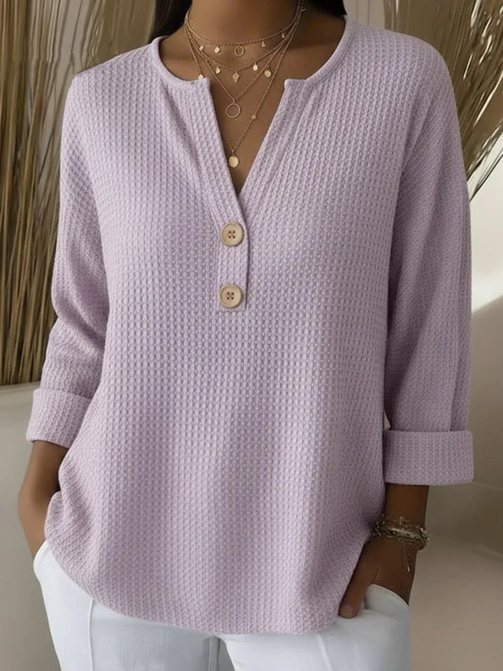 Lucía | Maglia Henley a nido d'ape con bottoni