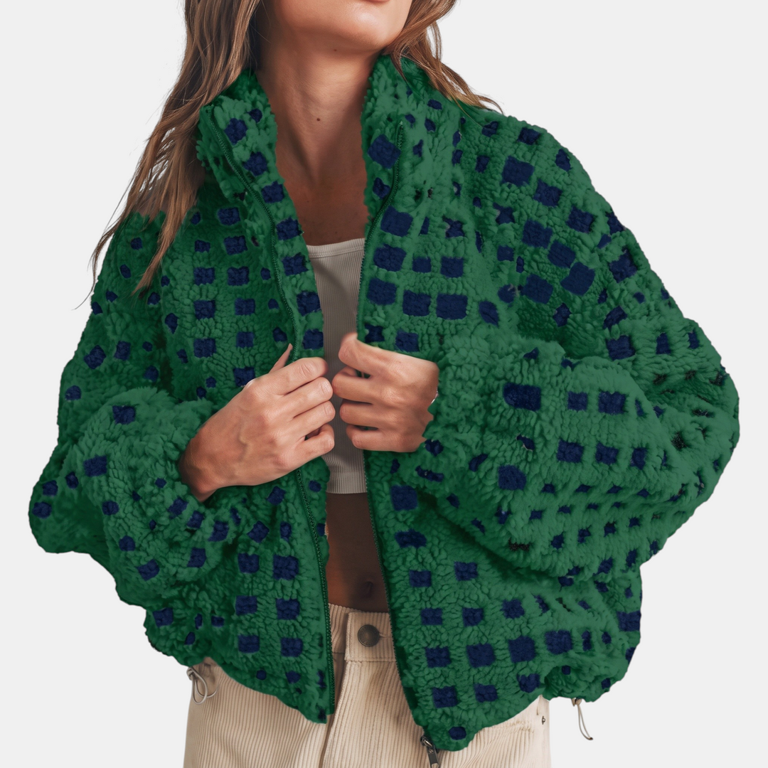 Veste zippée oversize en polaire sherpa pour femme