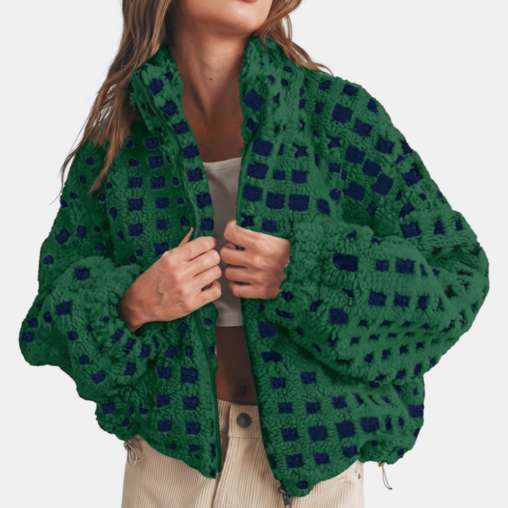 Veste zippée oversize en polaire sherpa pour femme