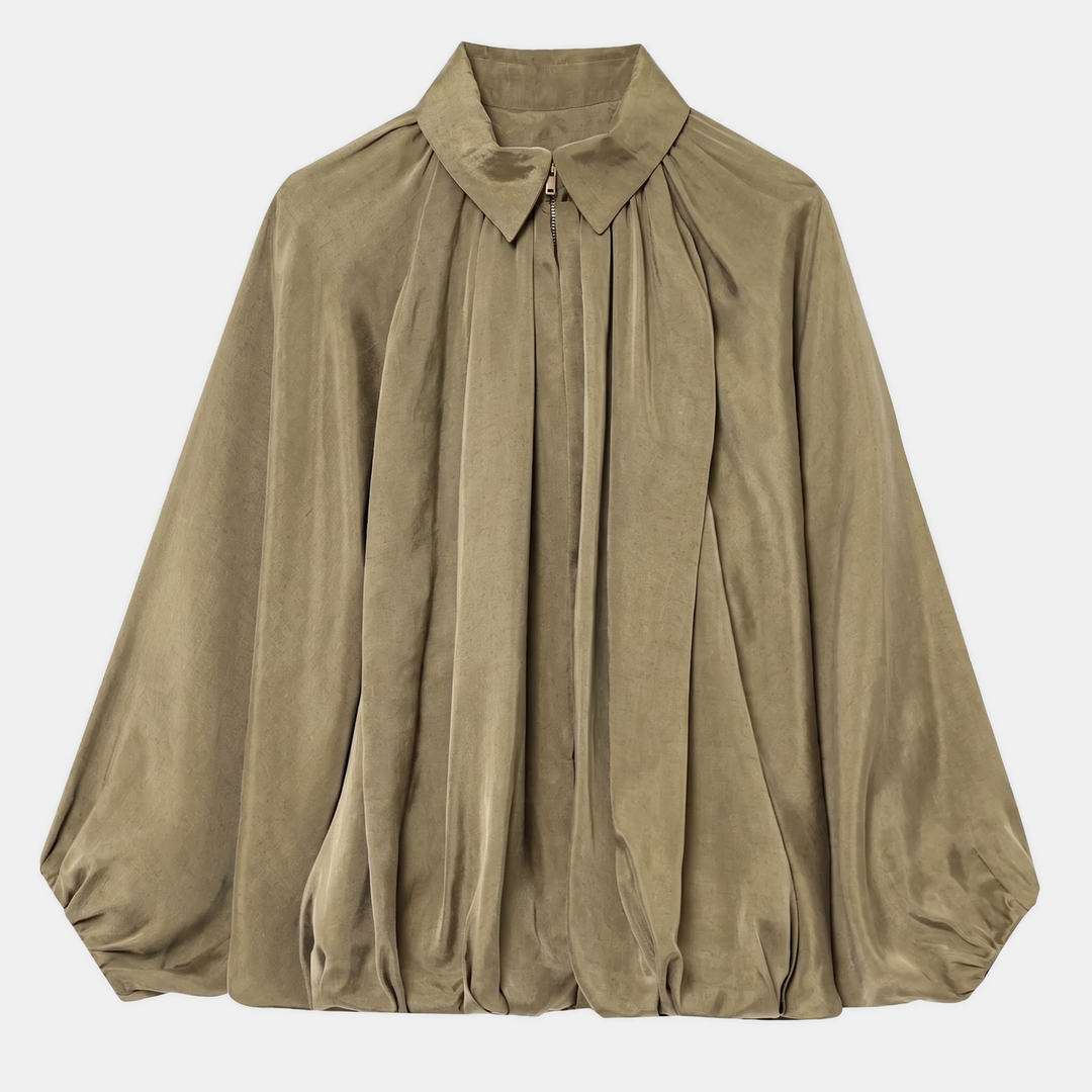 Blouson aviateur oversize pour femme avec manches ballon et fermeture éclair