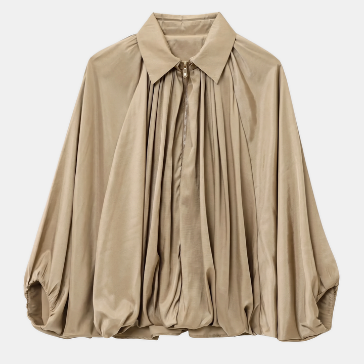 Blouson aviateur oversize pour femme avec manches ballon et fermeture éclair