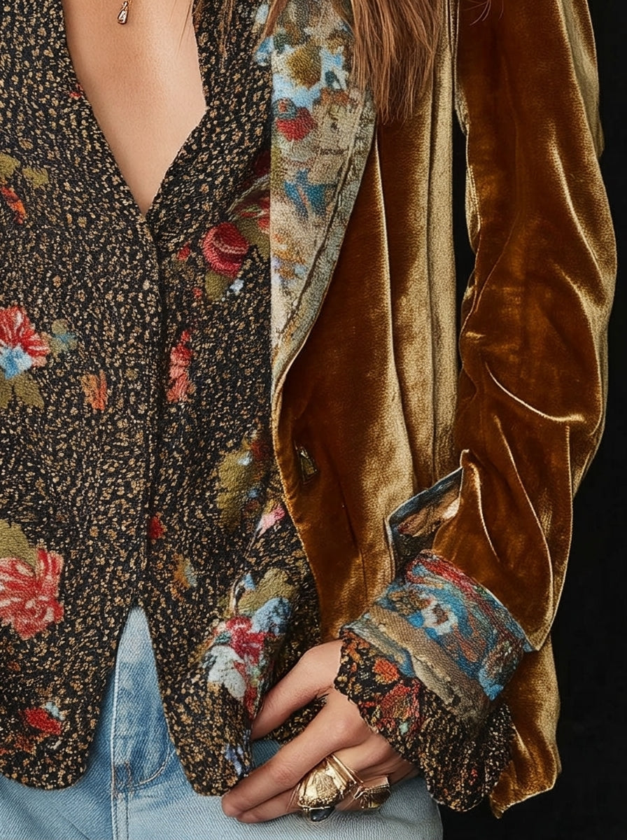 Marcela - Patchwork-Blazer mit Vintage-Blumenmuster