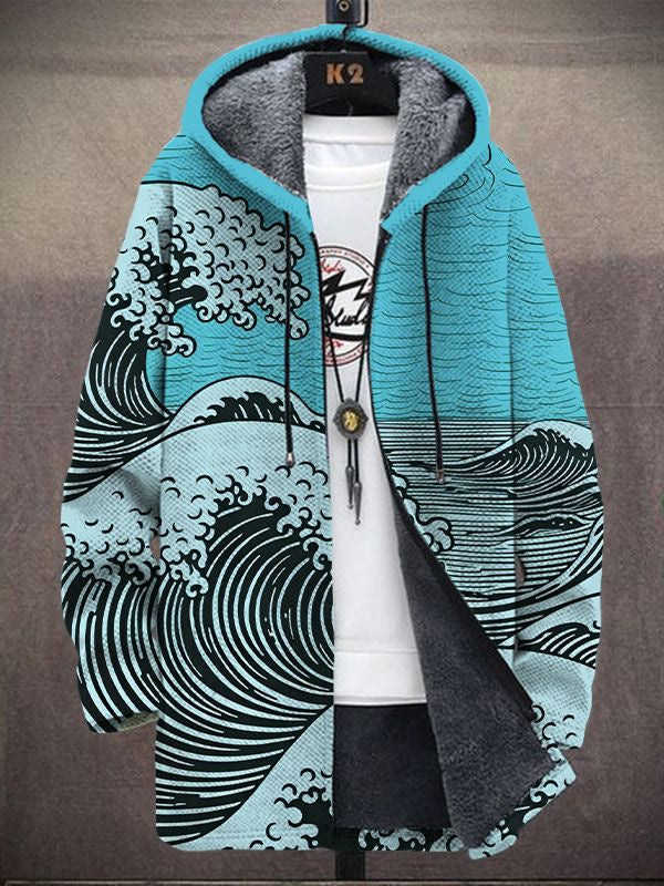 Greet | Stilvolles Vest mit Wellenmuster und Kapuze