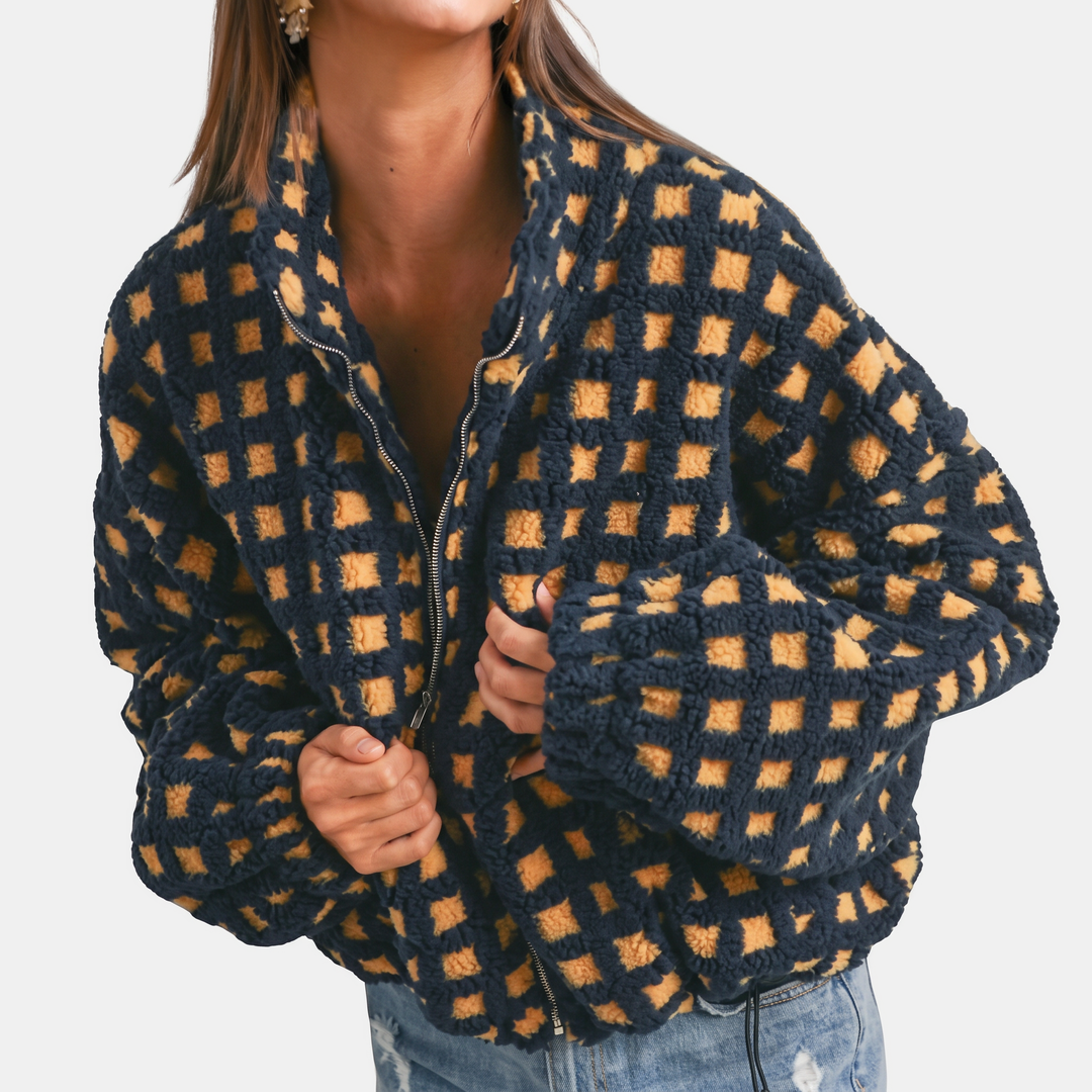 Veste zippée oversize en polaire sherpa pour femme