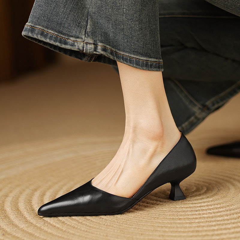 Décolleté kitten heels in pelle Ceyra