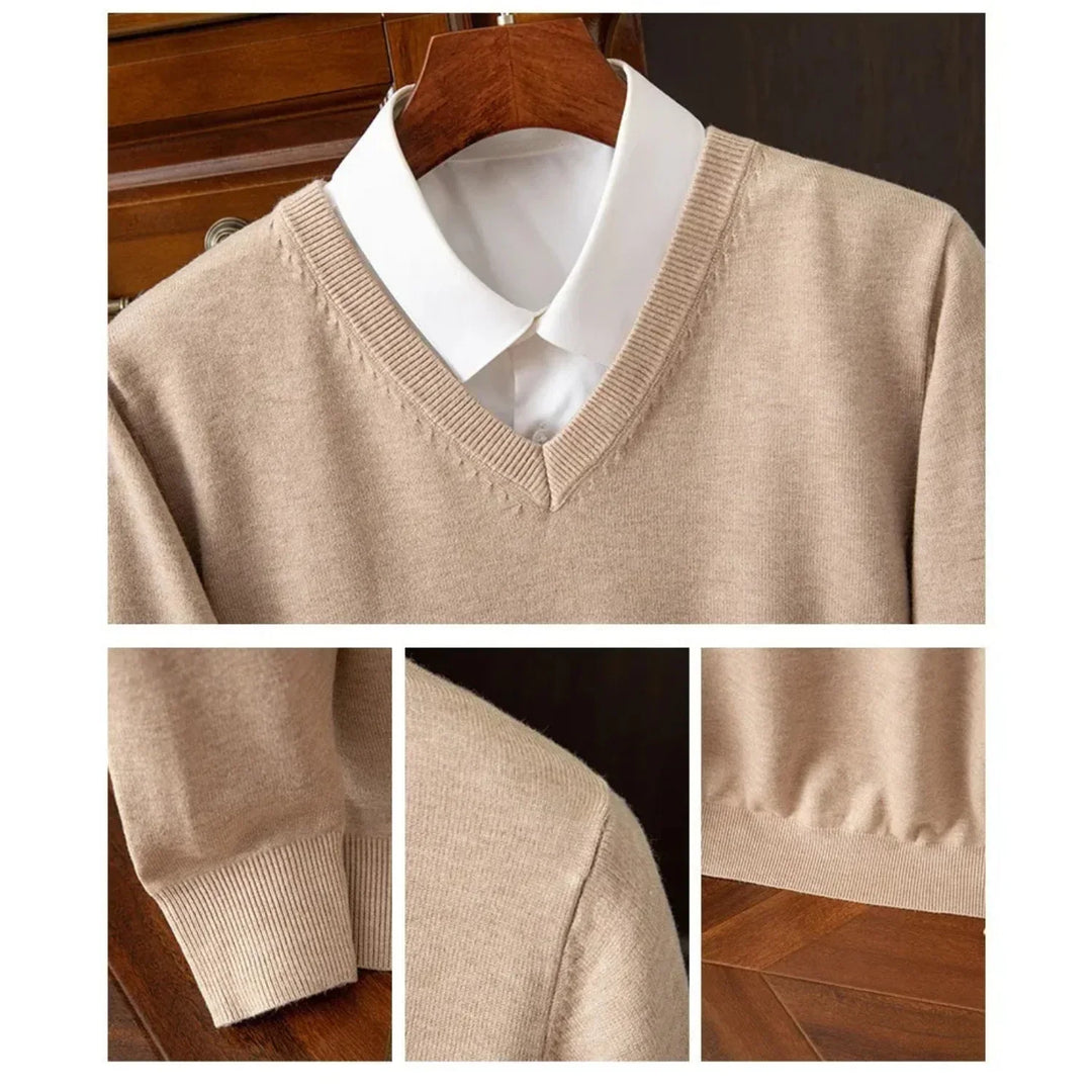 Elegante maglione in cashmere con scollo a V