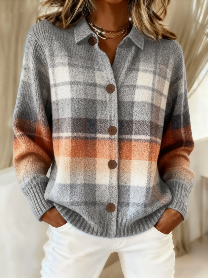 Marlene | Gilet à carreaux ombré chaud