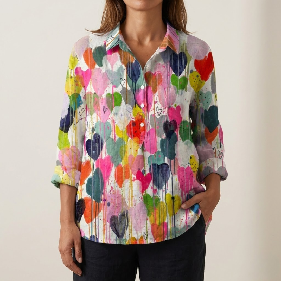 Thalia™ | Zeitlose Leinen Fantasie Bluse