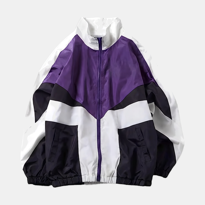 Giacca a vento oversize da donna con blocchi di colore