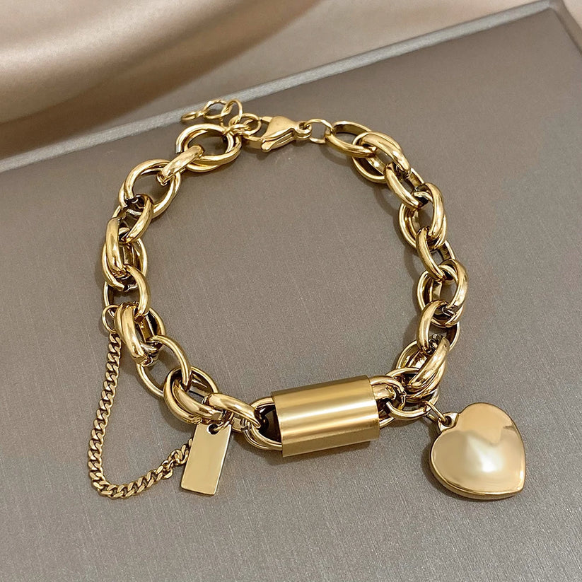 Dickes Herz-Armband aus Gold
