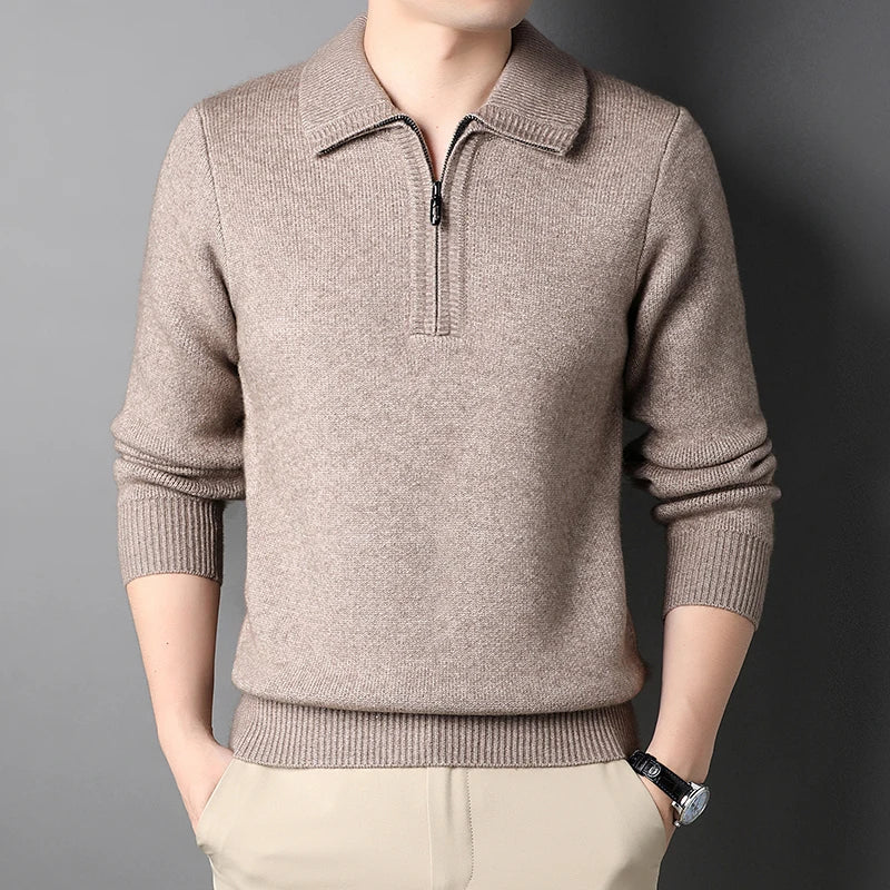 Pull chic en cachemire avec fermeture éclair
