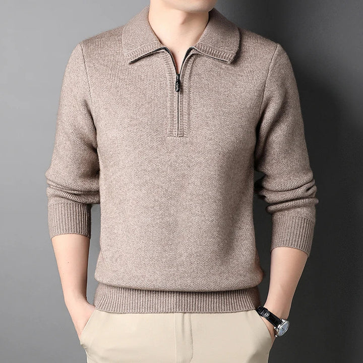 Pull chic en cachemire avec fermeture éclair