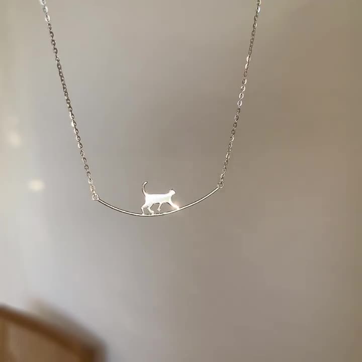 Gatto che si arrampica – Collana in argento
