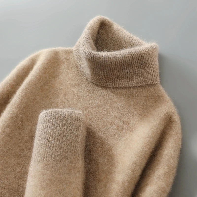 Elegante maglione a collo alto in lana