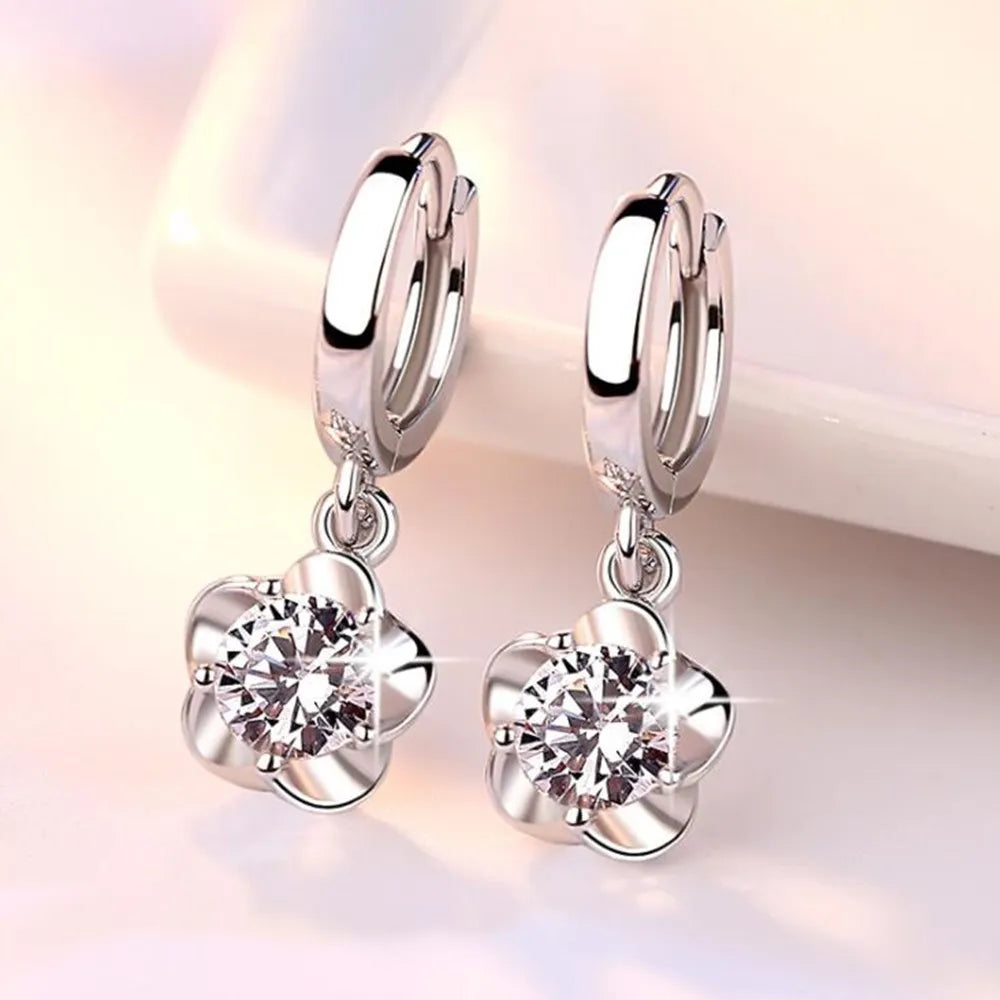 Ohrringe aus Sterlingsilber mit lila und weißen Zirkonen