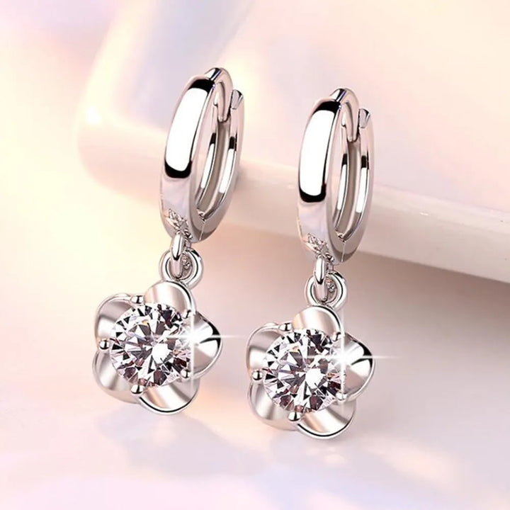 Ohrringe aus Sterlingsilber mit lila und weißen Zirkonen