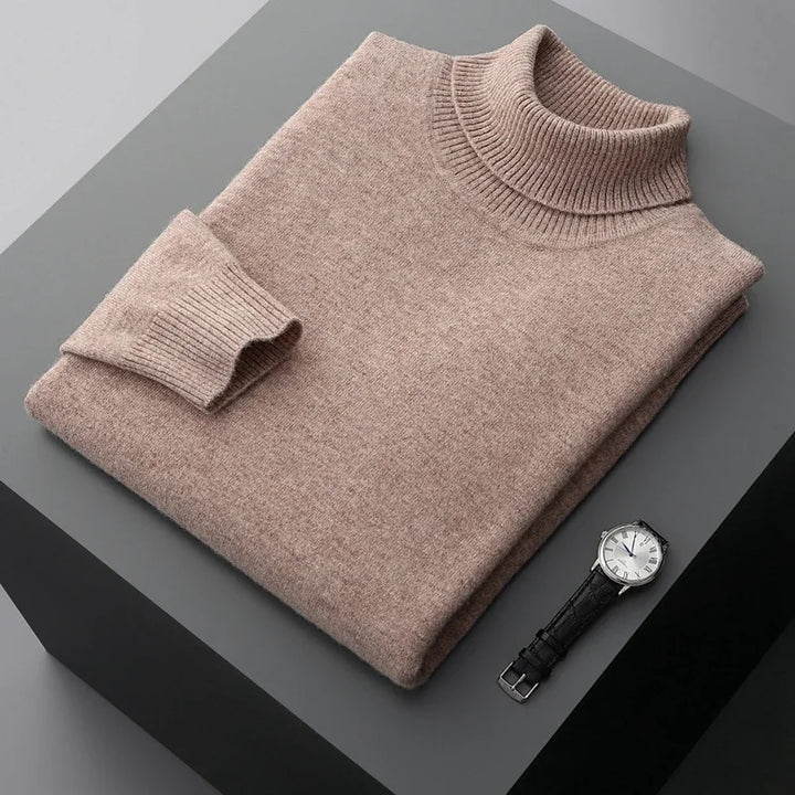 Pull à col roulé élégant en maille épaisse de laine