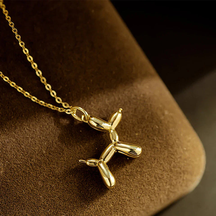 Collana con palloncino a forma di cane - oro e argento