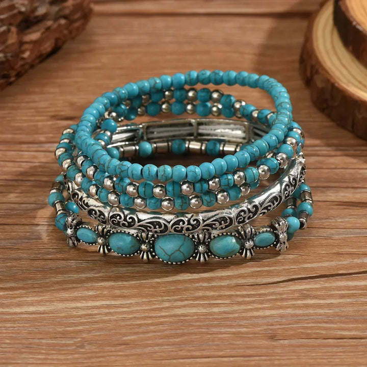 Boho-Armband-Set mit Türkisperlen