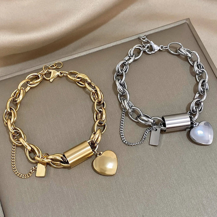 Dickes Herz-Armband aus Gold