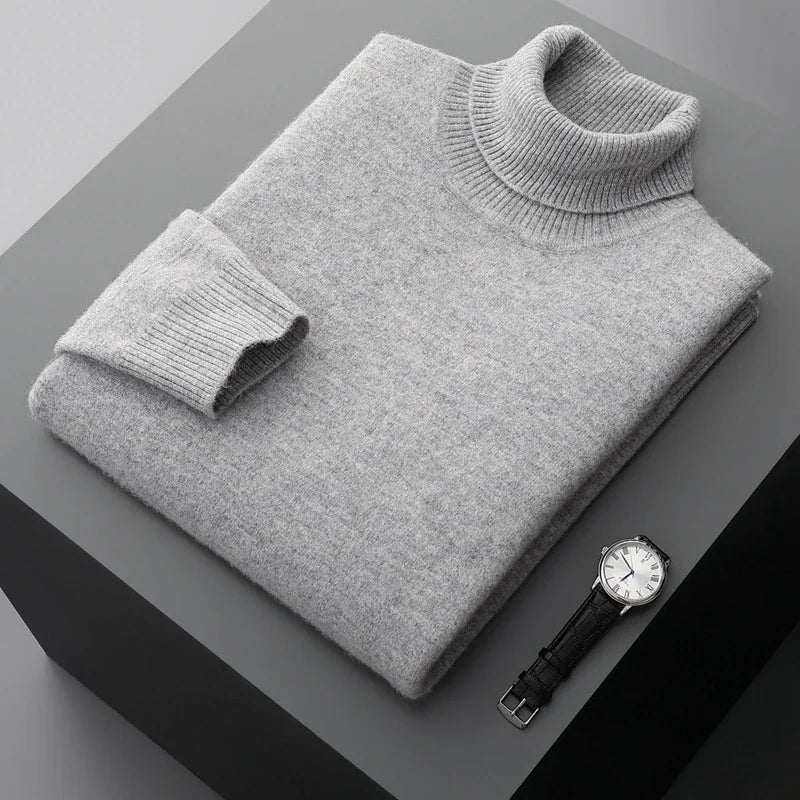 Pull à col roulé élégant en maille épaisse de laine