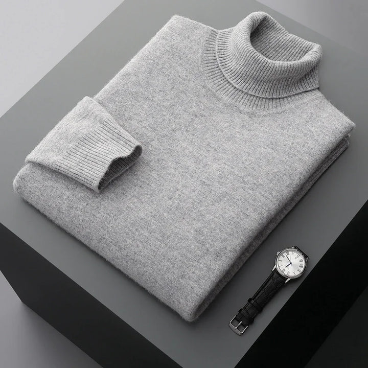 Pull à col roulé élégant en maille épaisse de laine