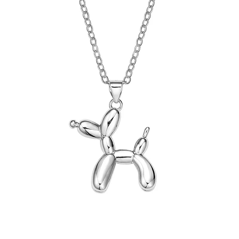 Collana con palloncino a forma di cane - oro e argento