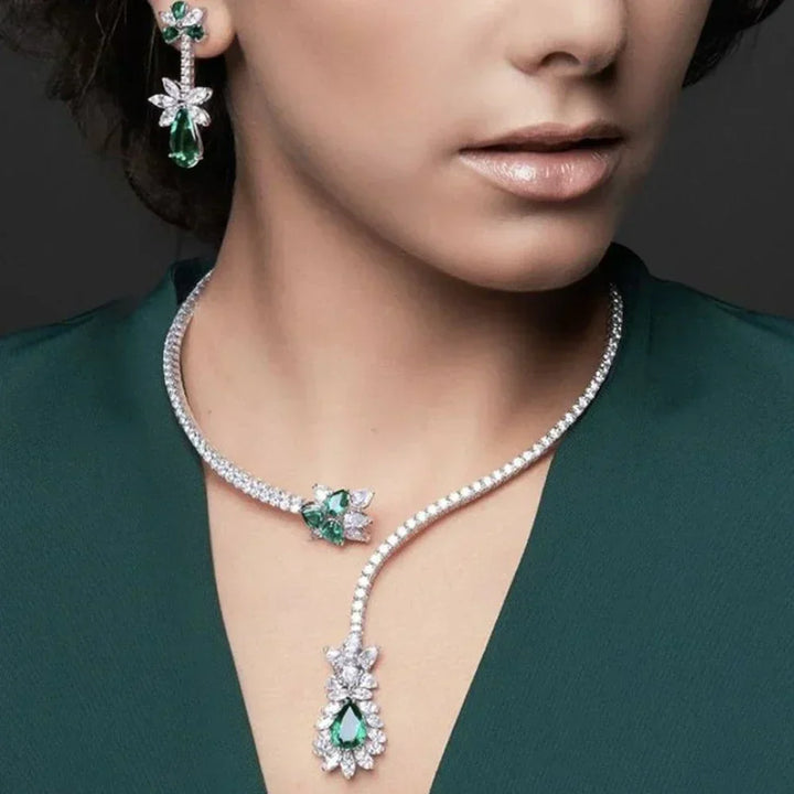 Vintage Collier Fleuraison d'Émeraude