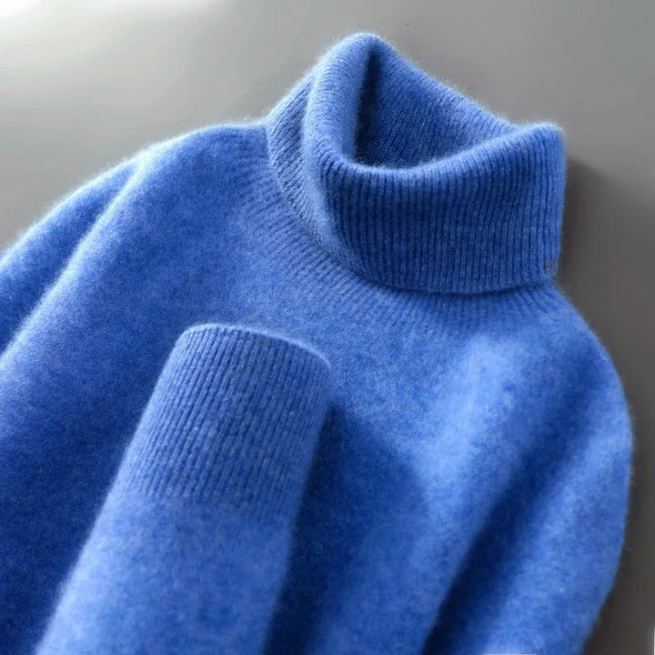 Elegante maglione a collo alto in lana