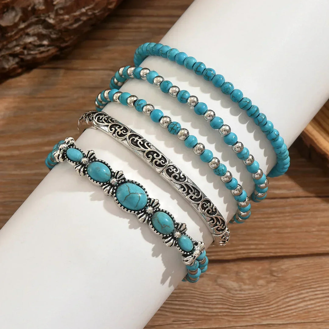 Boho-Armband-Set mit Türkisperlen
