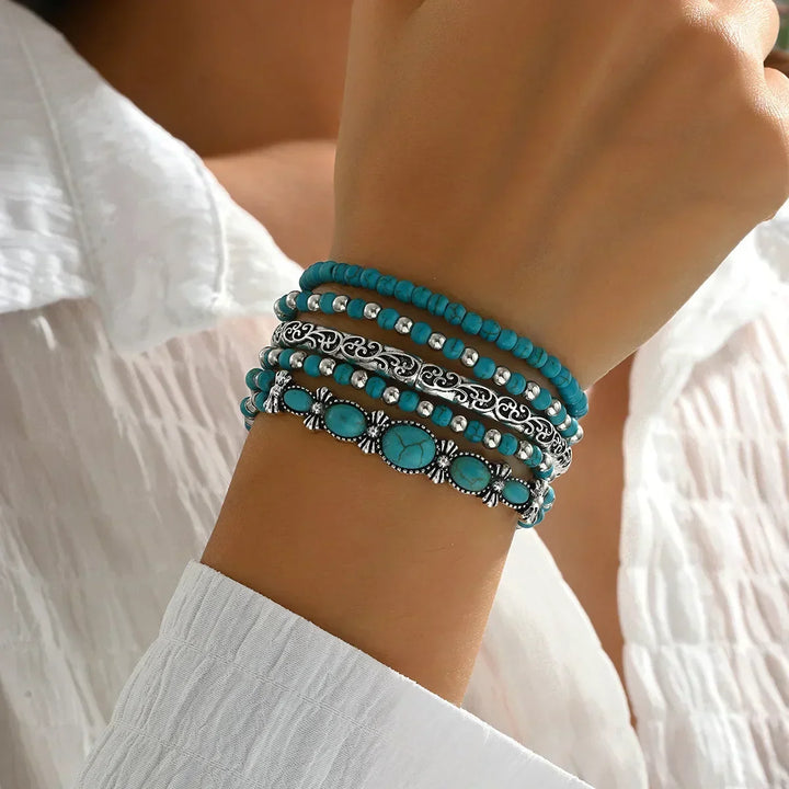 Boho-Armband-Set mit Türkisperlen