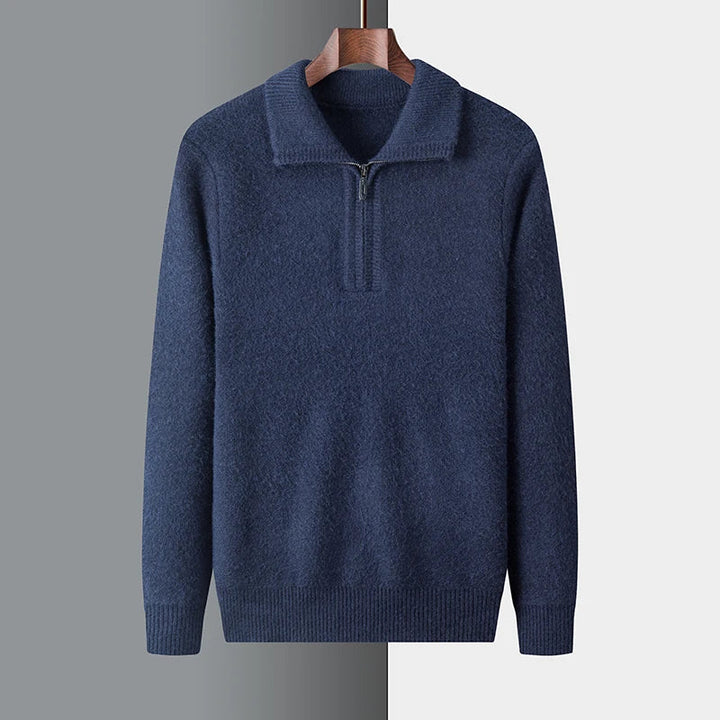 Pull chic en cachemire avec fermeture éclair