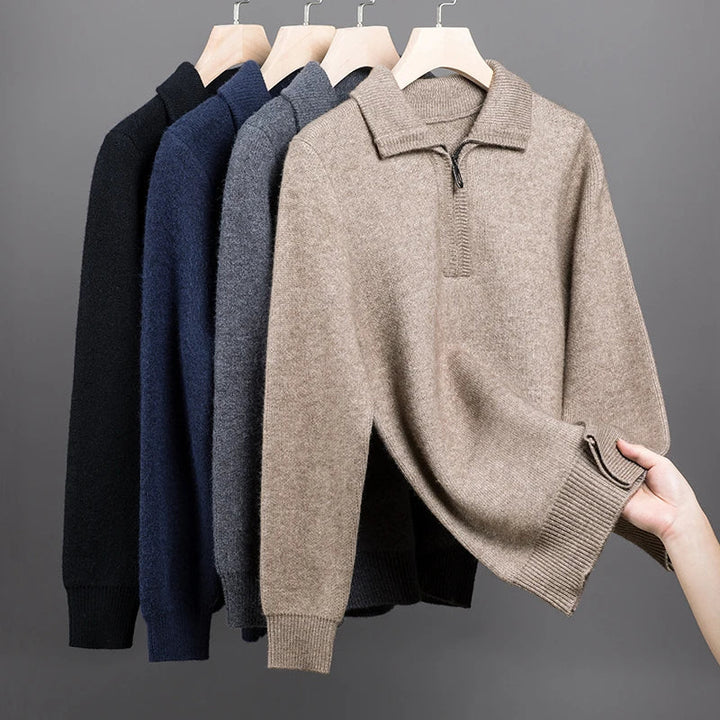 Pull chic en cachemire avec fermeture éclair