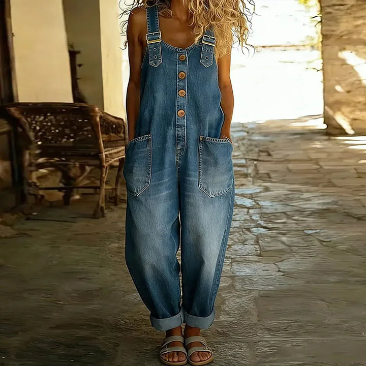 Mae | Vintage-Denim-Latzhose mit verstellbaren Trägern