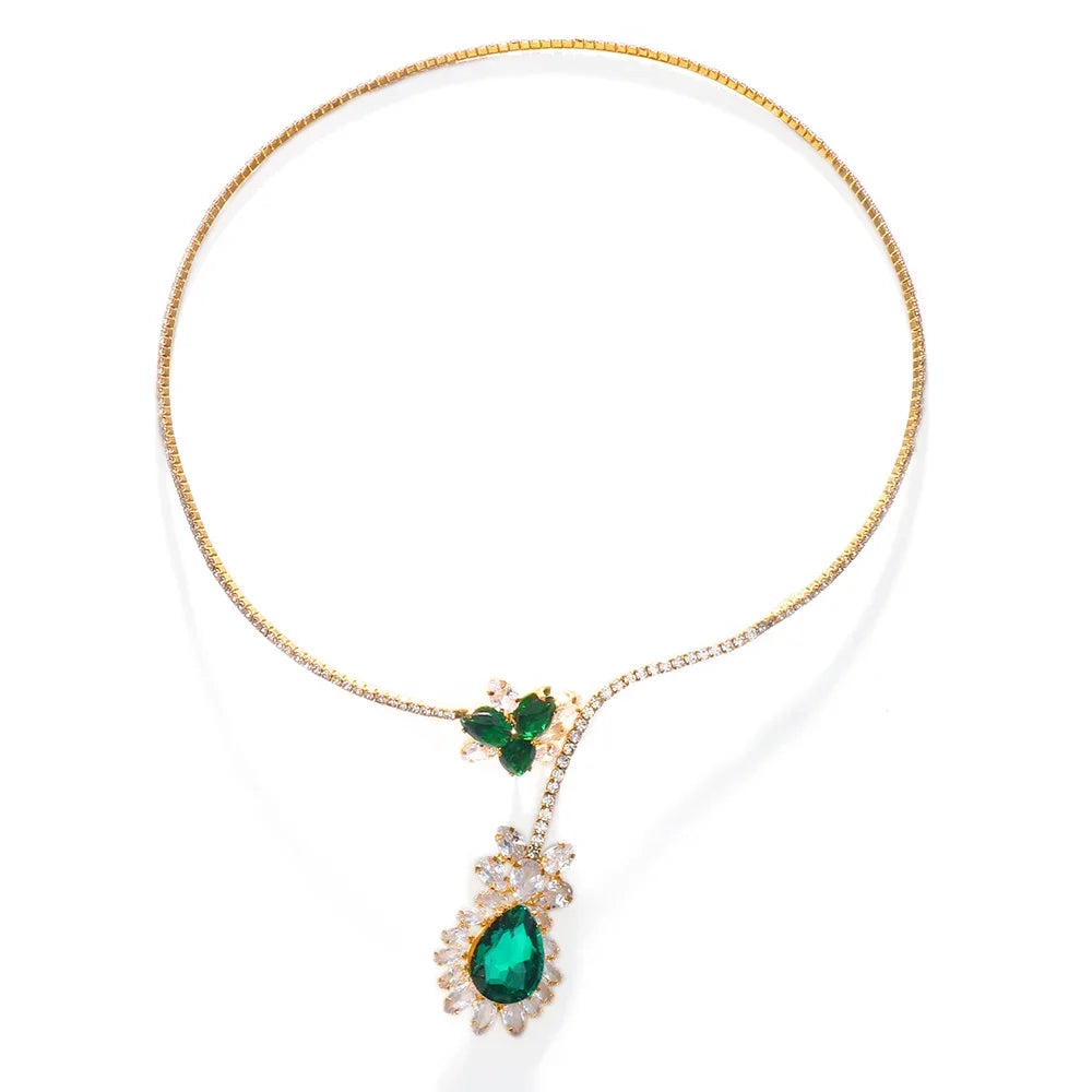 Vintage Collier Fleuraison d'Émeraude