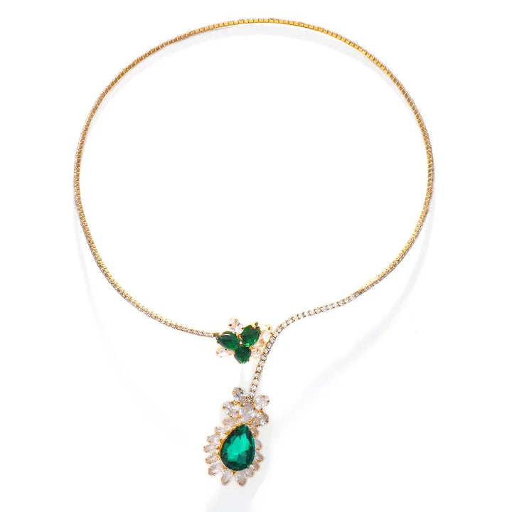 Vintage Collier Fleuraison d'Émeraude