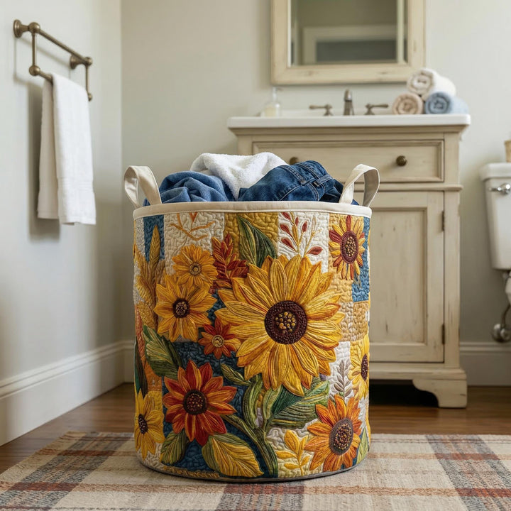 Cecilia – Panier de rangement pour courtepointe avec broderie florale