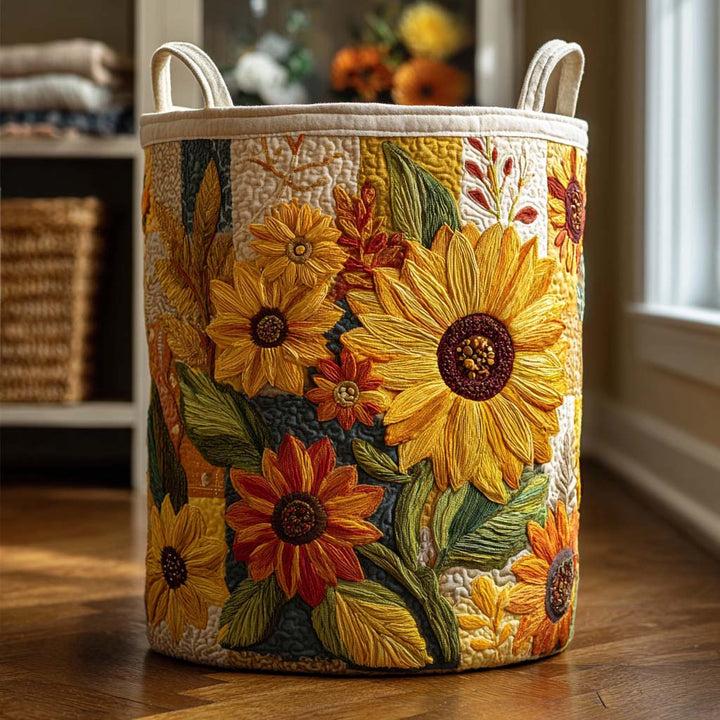 Cecilia – Panier de rangement pour courtepointe avec broderie florale
