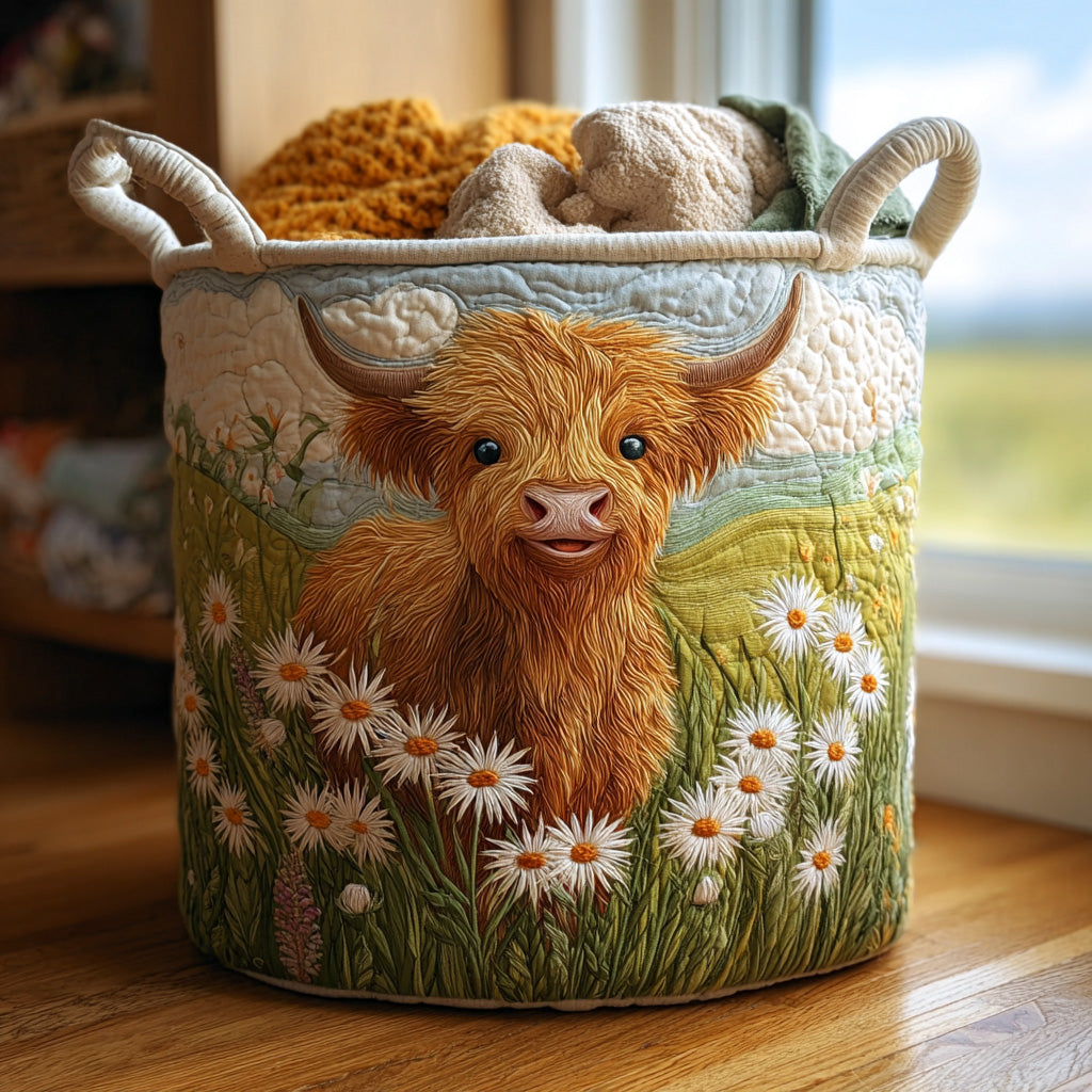 Therese – Panier de rangement matelassé avec broderie