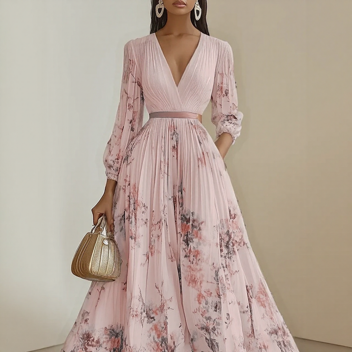 ELARA | KLEID MIT WEICHEM V-AUSSCHNITT