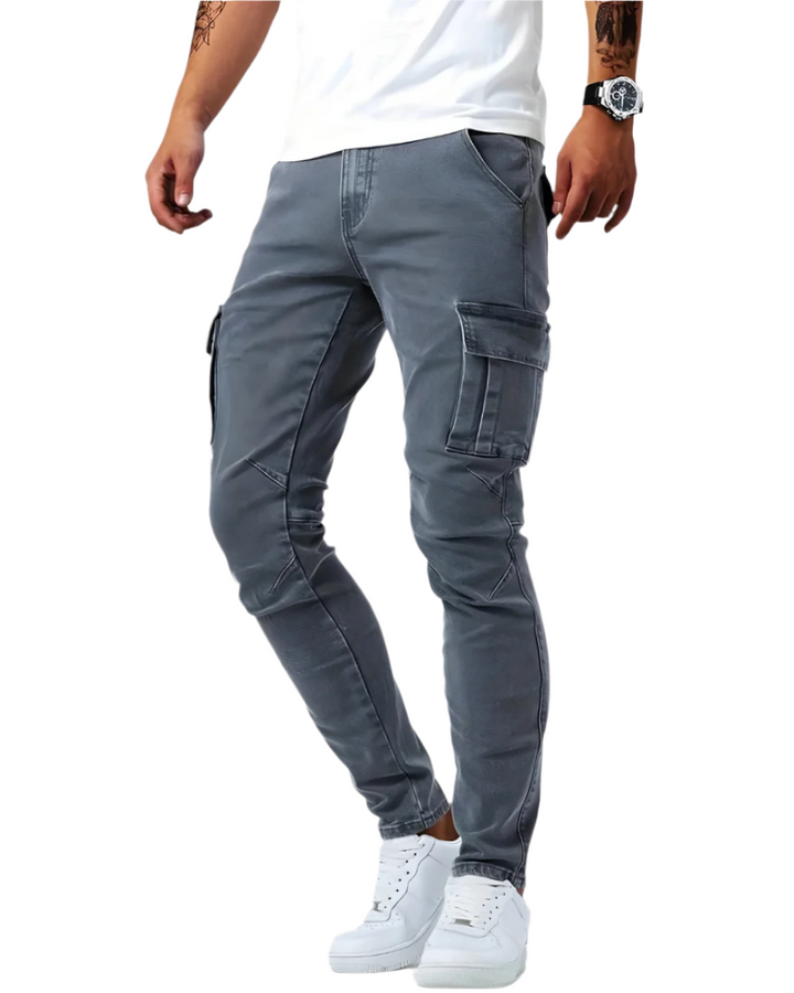 Pantalon cargo stretch Marino