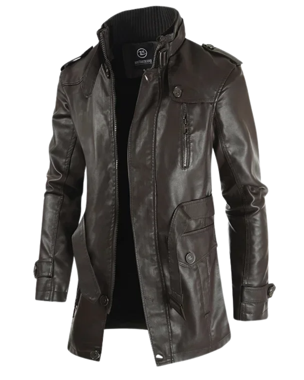 Élégante veste de biker longue en cuir