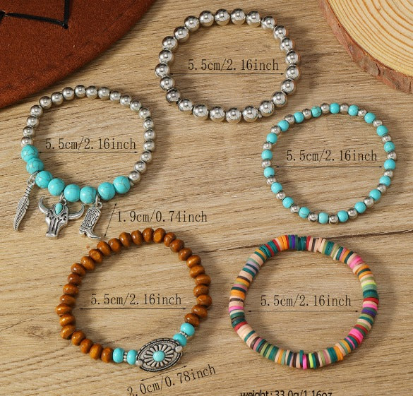 Mirella™ - Collezione di braccialetti boho con perle turchesi