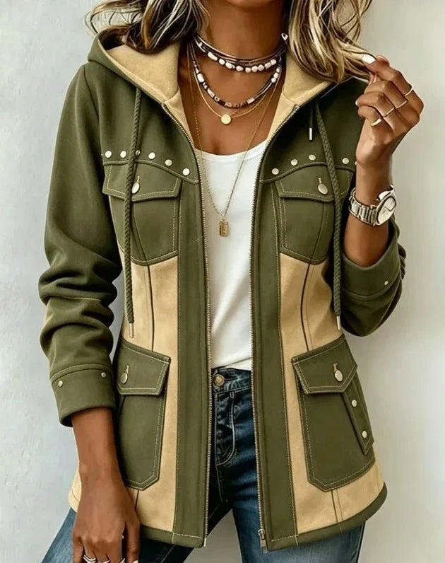Chiara | Kapuzenjacke aus zwei Materialien Véronique