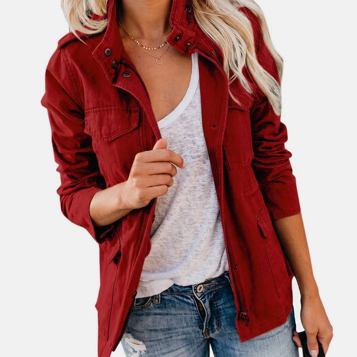 Veste cargo utilitaire pour femme avec poches multiples et cordon de serrage à la taille