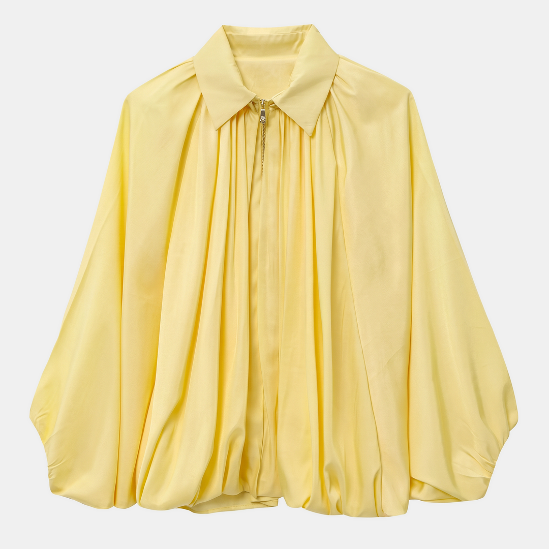 Blouson aviateur oversize pour femme avec manches ballon et fermeture éclair
