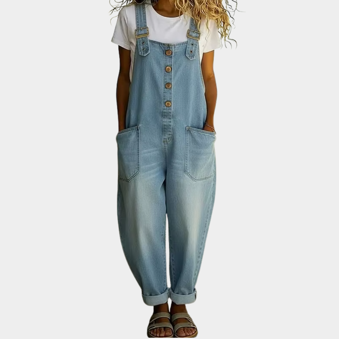 Mae | Vintage-Denim-Latzhose mit verstellbaren Trägern